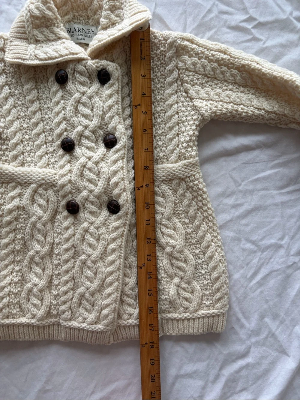 Double Breasted Aran 100% Wool  Kids Coat From Blarney woolen Mills Sz 3-4 Years